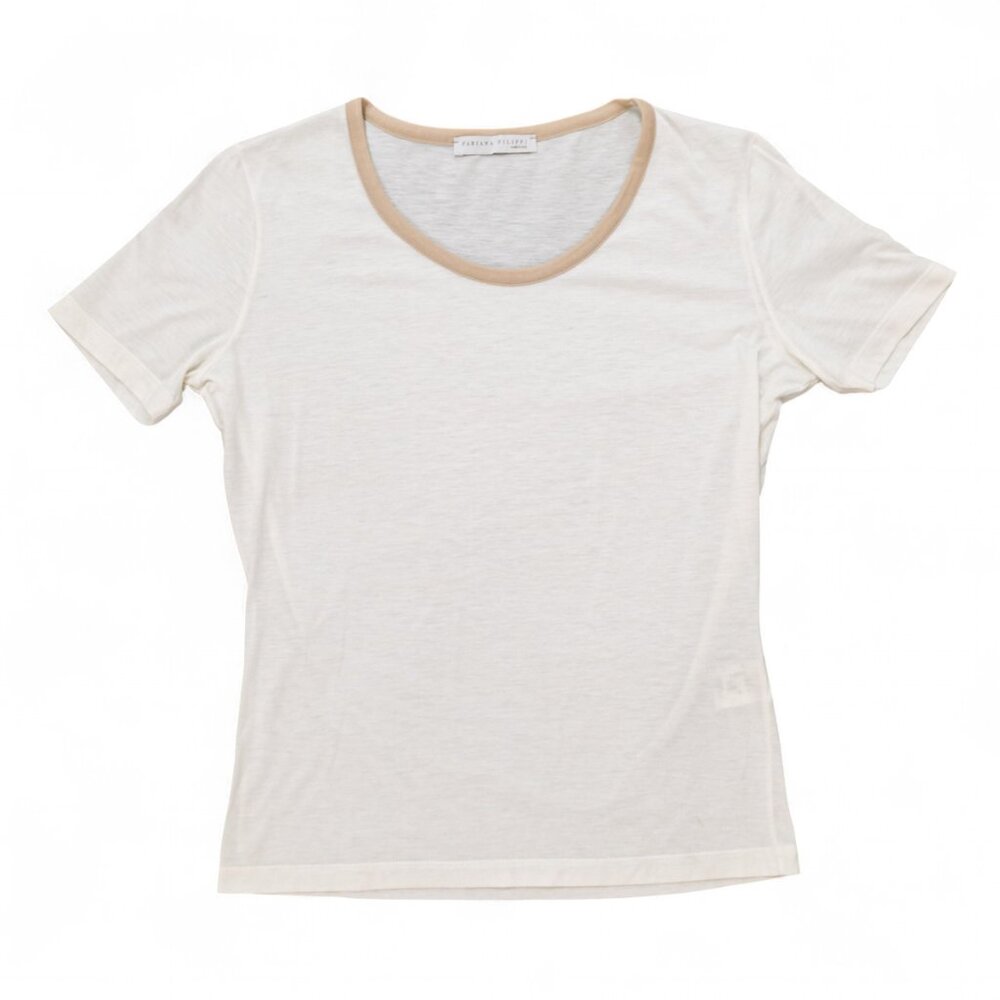 Fabiana Filippi Cream + Nude Trim Tee (Italian Size 44 / US Small)